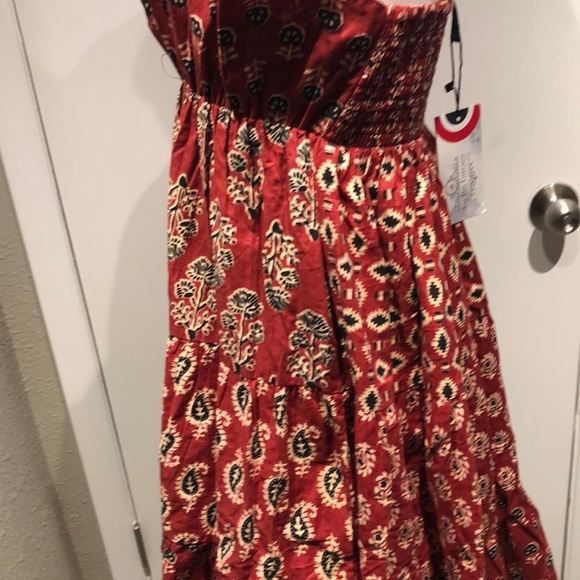 Sacred Threads Red and White Tiered Mini Sundress - Picture 9 of 9